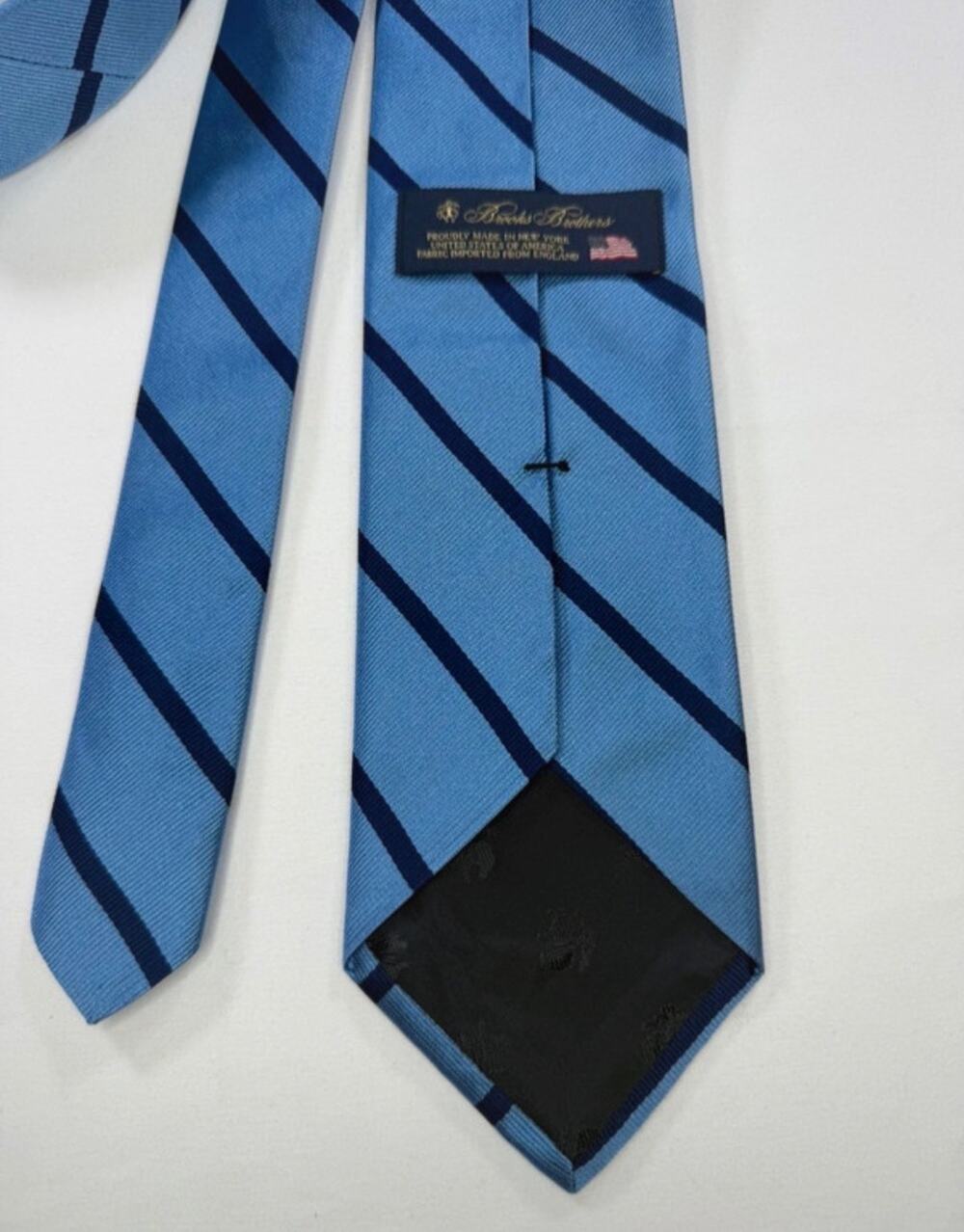 Brooks Brothers Mainline Silk Striped Tie - Light Blue & Navy (Made in USA)